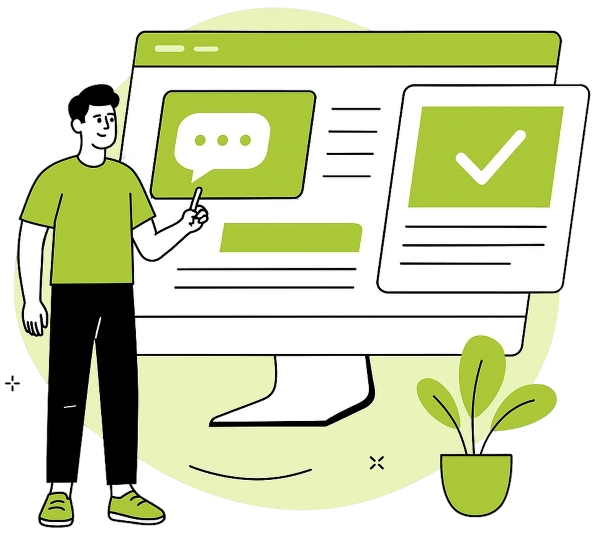 Man holding a magnifying glass looking at digital marketing metrics